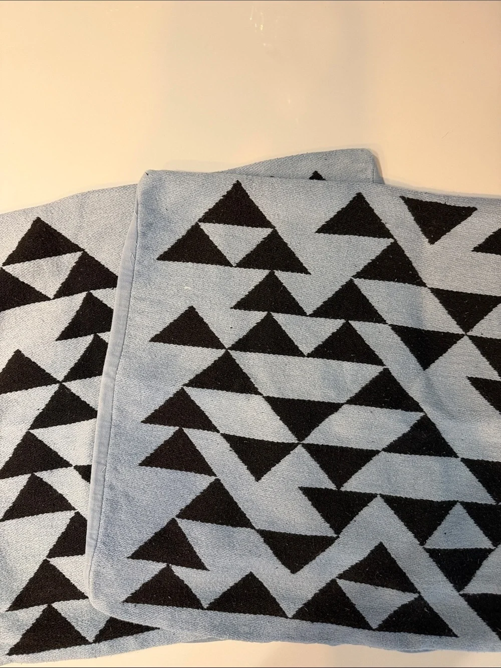 Pair of Geometric Triangle Pattern hand-dyed pillow shams - Blue & Black 18x18